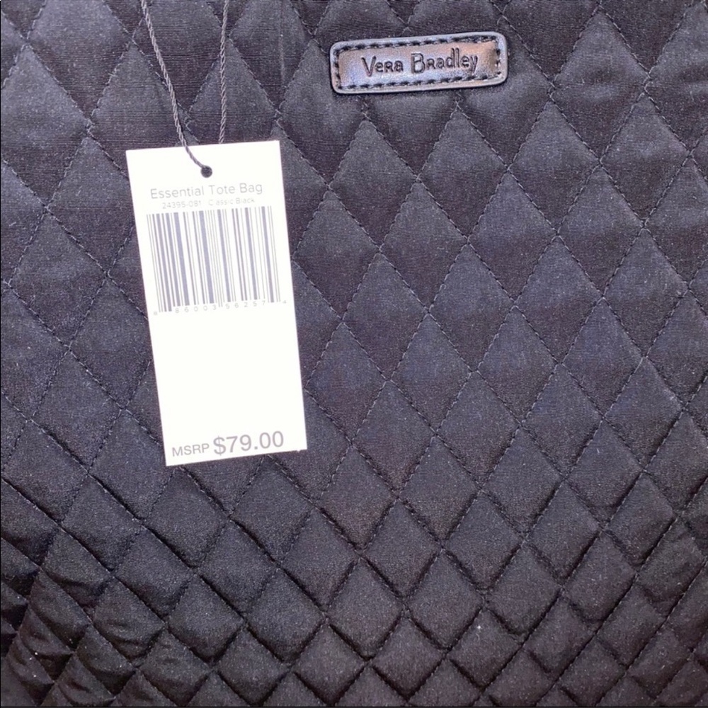 Vera Bradley Black Quilted Essential Tote Bag NWT - Picture 3 of 5